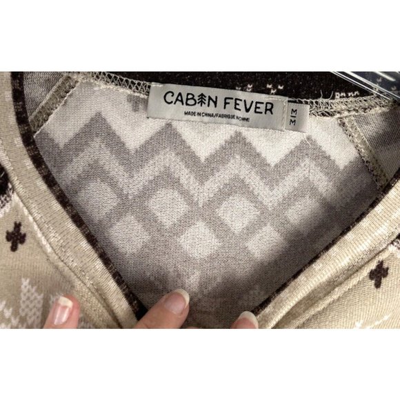 Mens Fair Isle Long Sleeve Pullover Shirt Top Cabin Fever Brown Sz:L Polyester - Picture 3 of 11